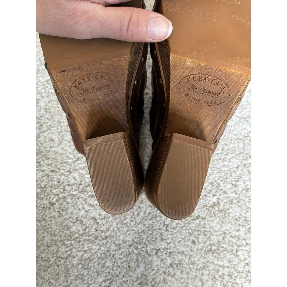 Kork Ease Clog Sandal Charissa Women 8 Platform Leather Cognac Boho Studded - Picture 11 of 11